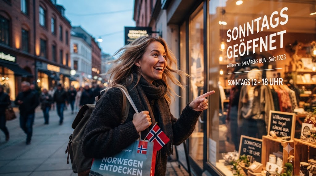 Geschäfte am Sonntag auf in Norwegen Regeln & Ausnahmen – Eindruck aus Norwegen